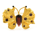 Textured Golden Butterfly with Brown Faceted Accents Brooch — Golden Butterfly & Brown Accents