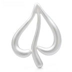 Open Heart Leaf Stainless Steel Brooch — Satin Silver
