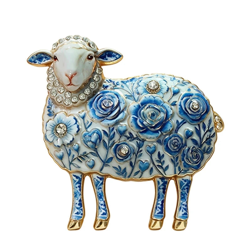 Ornate Sheep and Ram Motif Brooch original white background variant photo