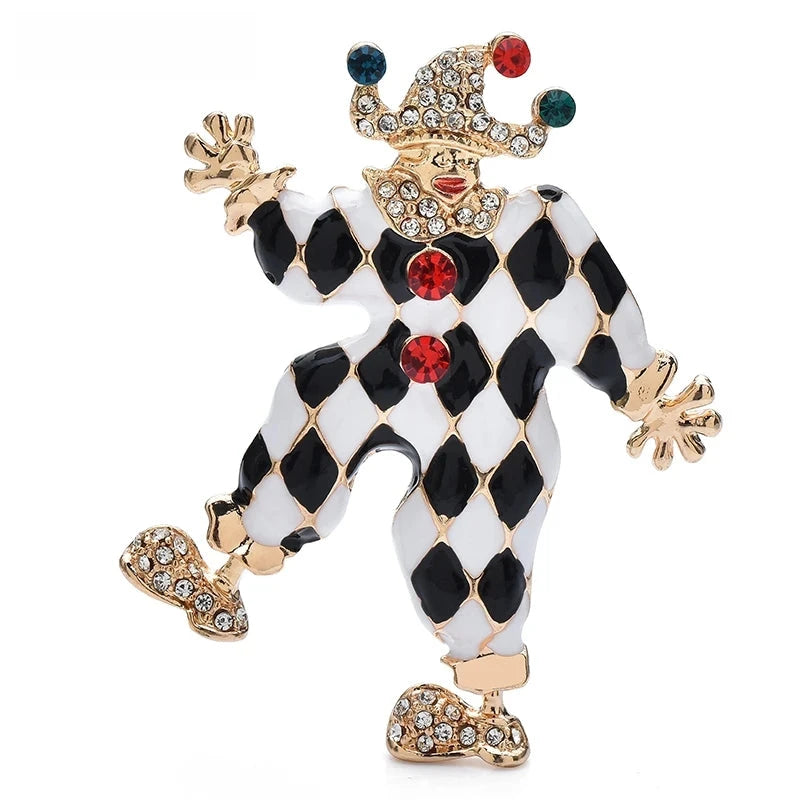 Harlequin Clown with Jeweled Hat Brooch — Harlequin Clown