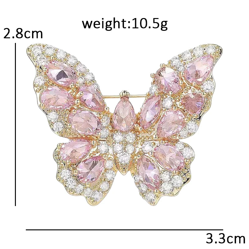 Soft Pink Butterfly with Sparkling Wings Brooch