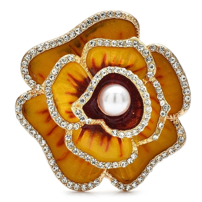 Enamel Camellia with Pearl-Look Center Brooch original variant product photo