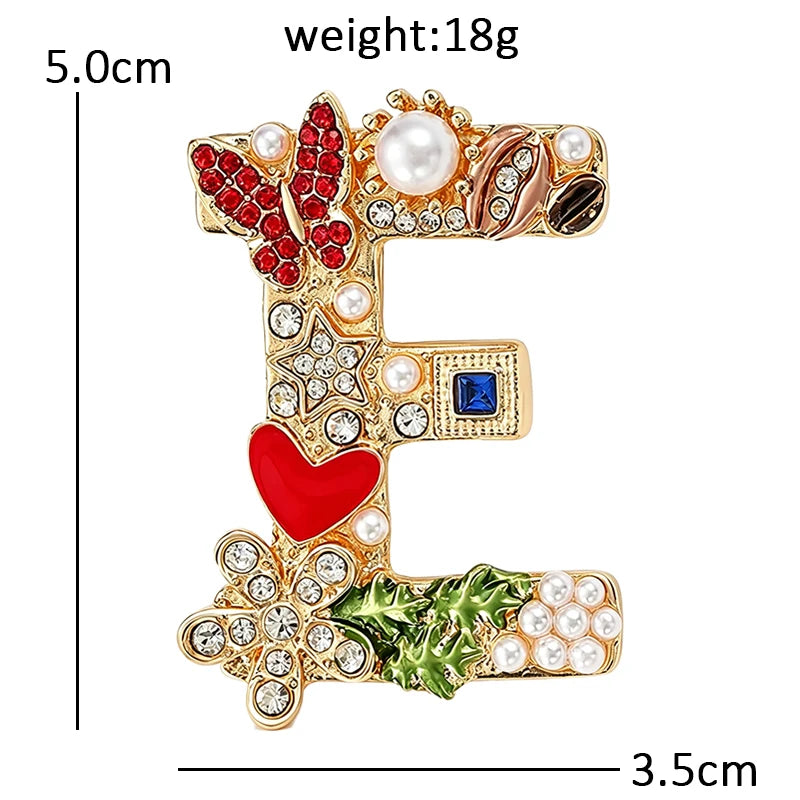 Decorative Letter E with Butterfly Brooch