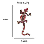 Patterned Enamel Gecko with Rhinestone Details Brooch — dimensions
