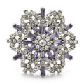 Jeweled Snowflake with Baguette Accents Brooch — Purple