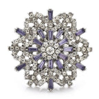 Jeweled Snowflake with Baguette Accents Brooch — Purple