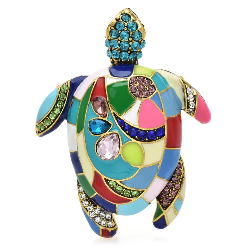 Multicolor Mosaic Sea Turtle Brooch