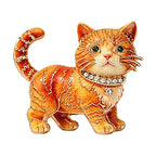 Standing Kitten with Rhinestone Collar Brooch original white background product photo