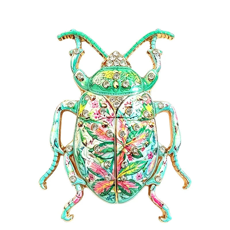 Floral Patterned Beetle Brooch original white background product photo