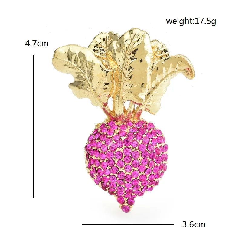 Jeweled Pink Radish Brooch