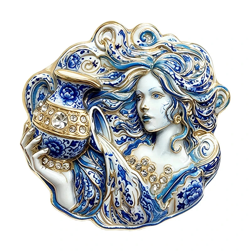 Aquarius Water Bearer Portrait Brooch original white background variant photo
