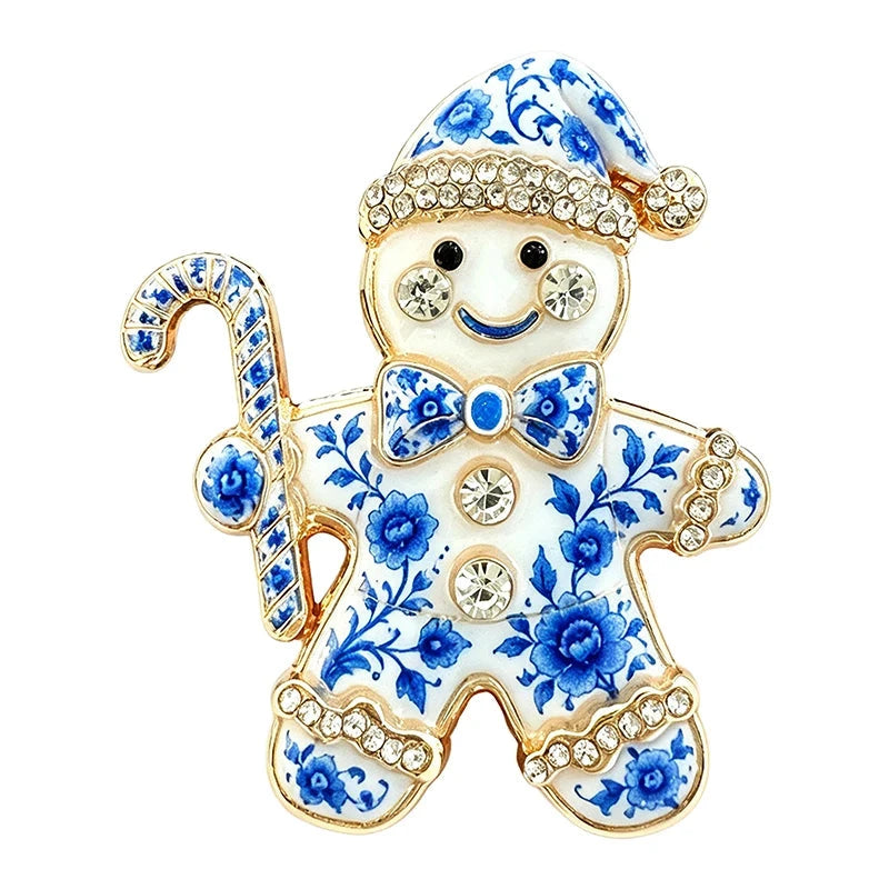 Gingerbread Man with Candy Cane Brooch original white background product photo