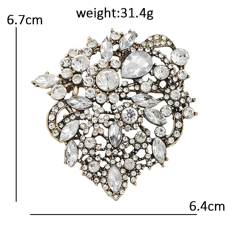 Vintage Ornate Faceted Floral Cluster Brooch