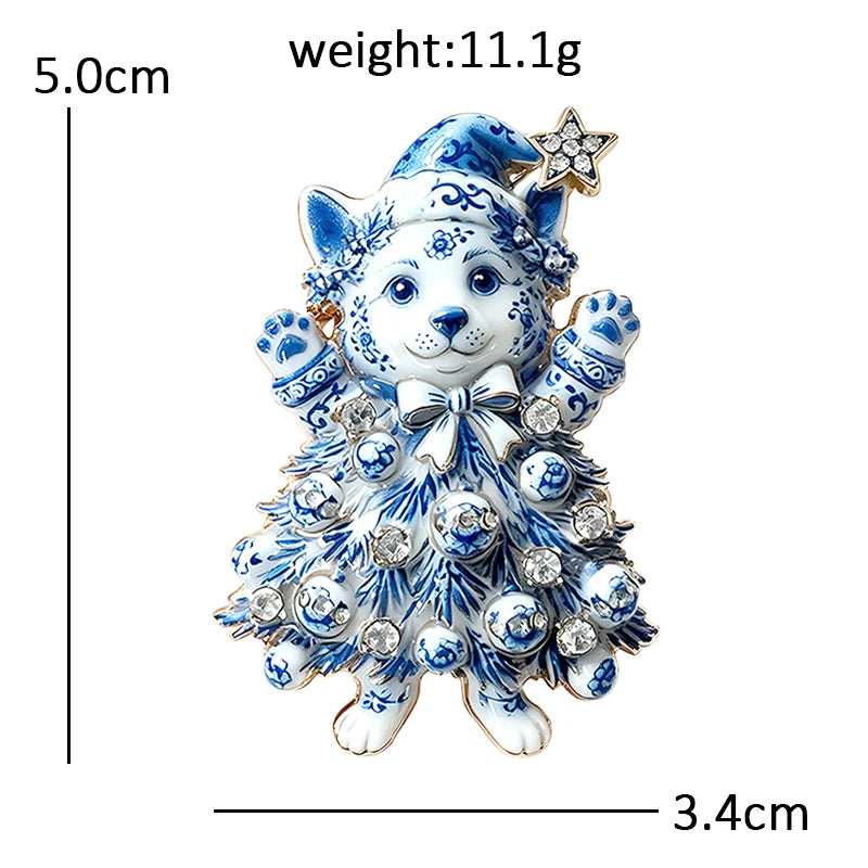 Festive Corgi Christmas Tree Brooch