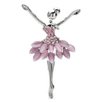 Ballet Dancer with Layered Petal Skirt Brooch — Pink