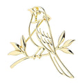 Openwork Magpie on Leafy Branch Brooch original white background product photo