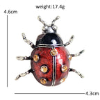 Red Enamel Beetle Brooch