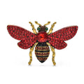 Rhinestone Bee with Spread Wings Brooch — Red & Yellow
