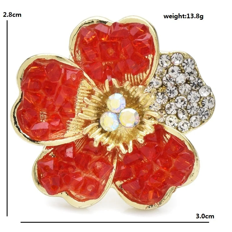 Textured Faceted Blossom with Rhinestone Petal Brooch dimensions and weight