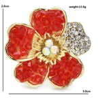 Textured Faceted Blossom with Rhinestone Petal Brooch dimensions and weight