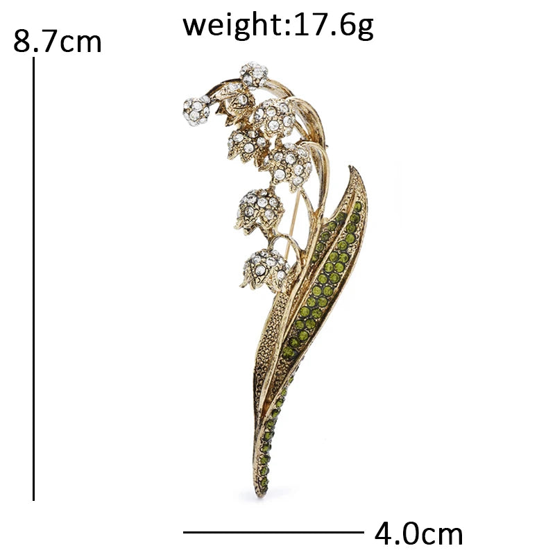 Sparkling Lily of the Valley Stem Brooch