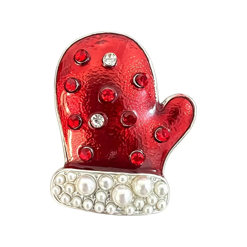 Christmas Mitten with Pearl-Look-Accent Cuff Brooch original white background variant photo