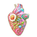 Anatomical Heart with Flowers Brooch original white background product photo