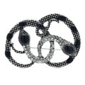 Intertwined Rhinestone Snakes Brooch — Black