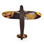 Marbled Acrylic Airplane Brooch — Brown