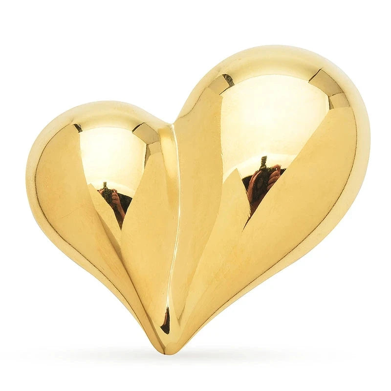 Polished Asymmetric Heart Brooch — Gold