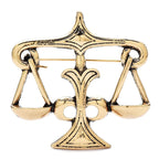Sculpted Balance Scales Brooch — Gold