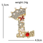 Crowned Letter L Sparkle Brooch