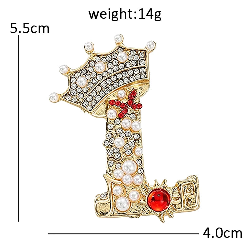 Crowned Letter L Sparkle Brooch
