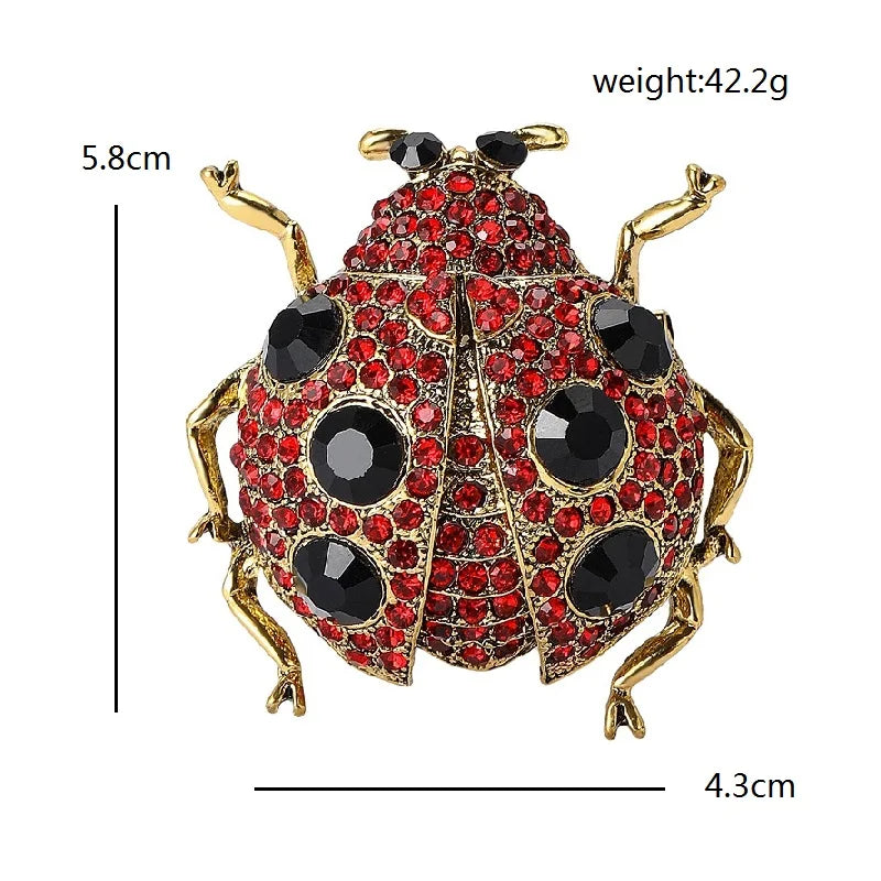 Jeweled Ladybug with Contrasting Spots Brooch — dimensions