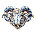 Ornate Curled Horn Ram Brooch original white background variant photo