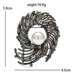 Spiral Wreath with Pearl-Look Center Brooch — dimensions