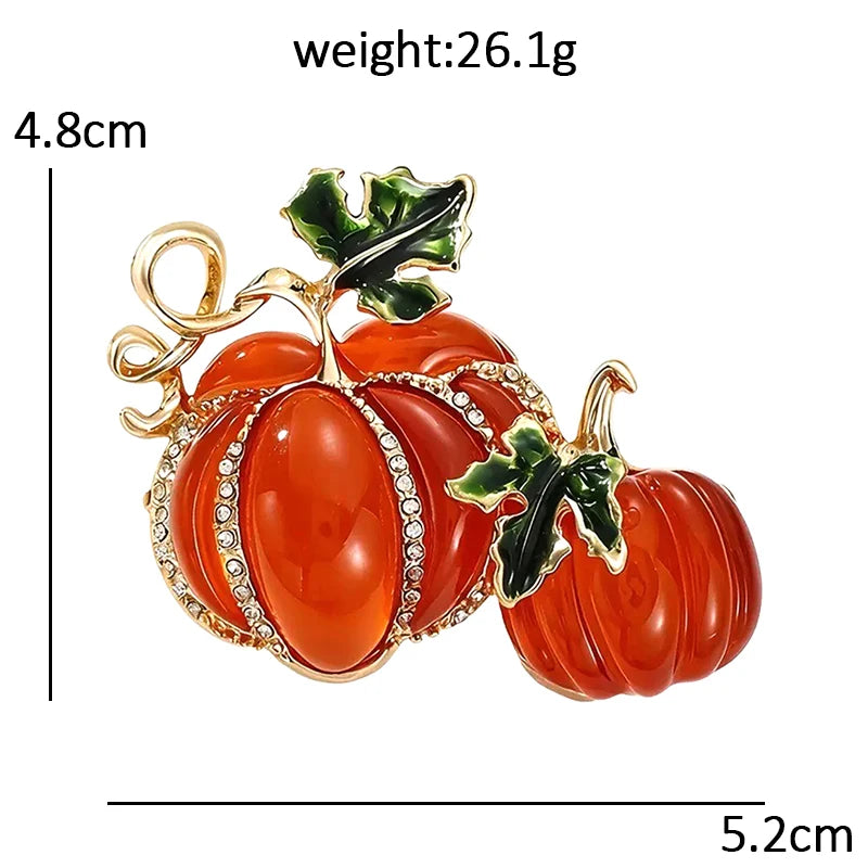 Pumpkin Pair with Rhinestones Brooch