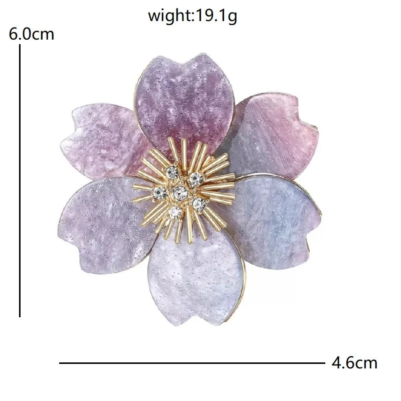 Jeweled Floral and Clover Motif Brooch
