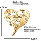 Floral Heart with Cat Silhouette Brooch