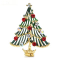 Enamel Christmas Tree with Jeweled Garlands Brooch