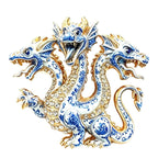 Patterned Three Headed Dragon Brooch original white background product photo
