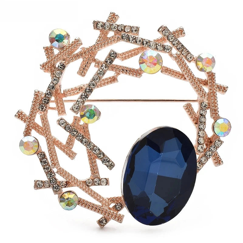 Geometric Branch Wreath with Faceted Oval Brooch product variant photo