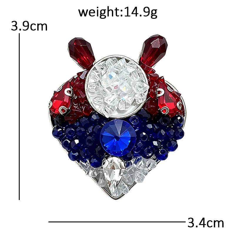 Sparkling Bunny Heart Mosaic Brooch
