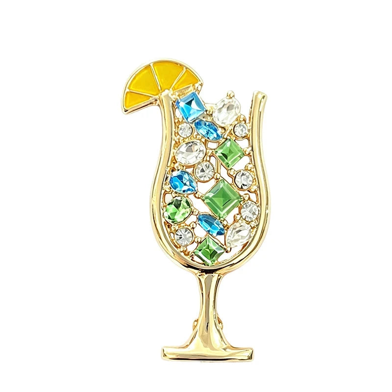 Faceted Cocktail Glass with Lemon Brooch original white background product photo