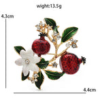 Enamel Pomegranate Branch with Flowers Brooch — dimensions