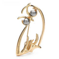 Pearl-Look Minimalist Owl Brooch — Gold