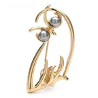 Pearl-Look Minimalist Owl Brooch — Gold