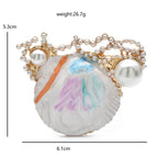 Pastel Enamel Shell with Pearl-Look Cluster Brooch dimensions and weight