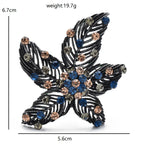 Textured Leaf Flower with Rhinestones Brooch dimensions and weight