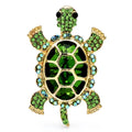 Faceted Shell Sea Turtle Brooch — Green